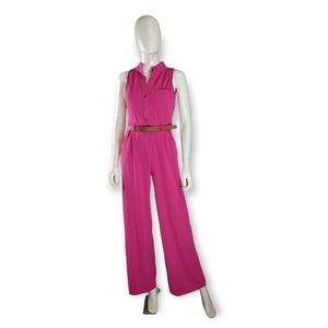 J.OUR  Flaunt Your Style Belted Jumpsuit Magenta S